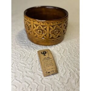 Vintage‎ Hand Carved Russian Wood Birch Bark Round Bowl